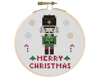 Merry Christmas Nutcracker Holiday Cross Stitch PDF Pattern