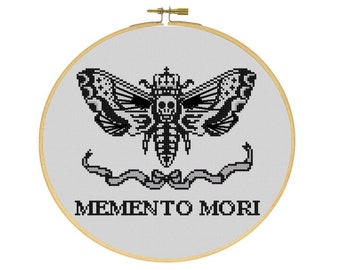 Death's-Head Hawkmoth Memento Mori Cross Stitch PDF Pattern