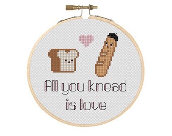 All You Knead Is Love Bread Loaf and French Baguette Cross Stitch PDF Pattern