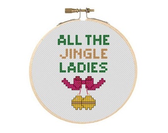 All the Jingle Ladies Funny Christmas Holiday Ornament Cross Stitch PDF Pattern