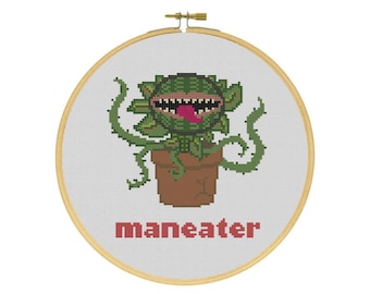 Maneater Audrey II Little Shop of Horrors Plant Cross Stitch PDF Pattern