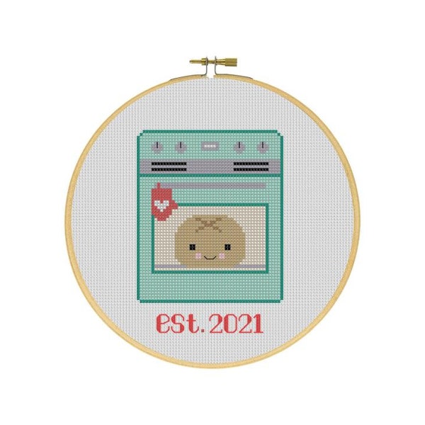 Bun in the Oven Pregnancy Baby Cross Stitch PDF Pattern