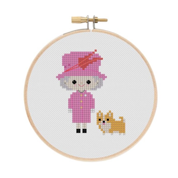 Queen Elizabeth II British Royalty Cross Stitch PDF Pattern