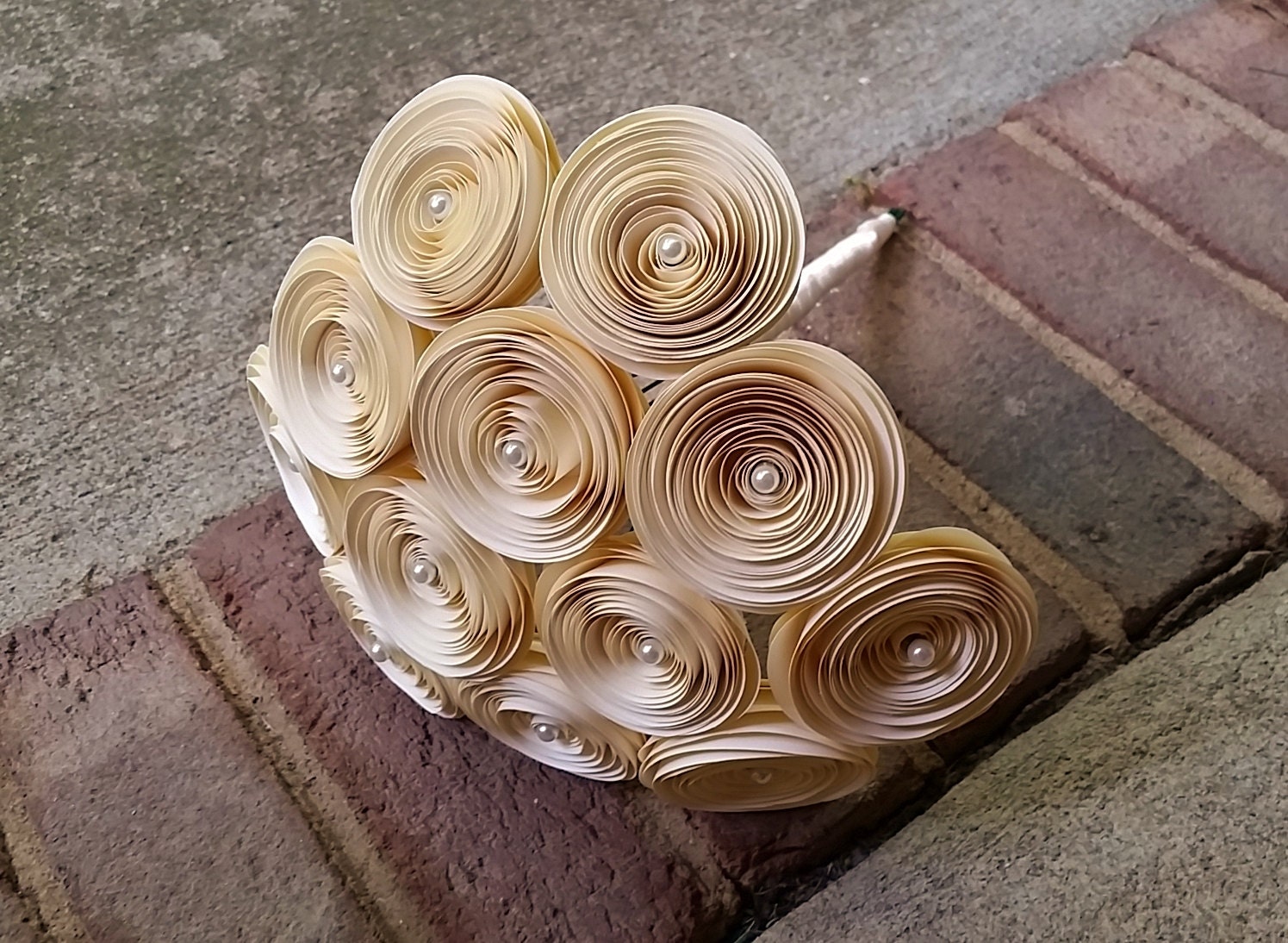 Paper Flower Bouquet Handmade Ivory and Pearl Paper Flower Etsy