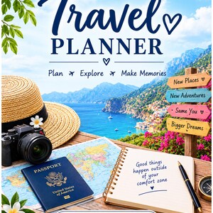 Ausdruckbarer Reiseplaner, 27 Seiten, Urlaubsroute & Packlisten, PDF-Download