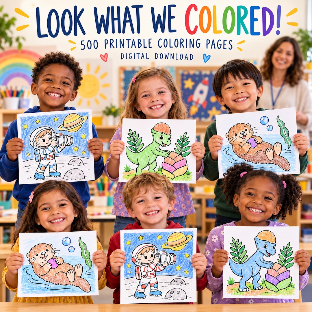 Fun Colorin Page 500 Printable Coloring Pages for Kids, Cartoon Activity Bundle, A4 & US ...
