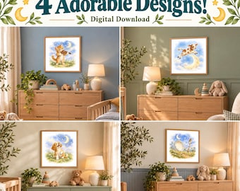 Hey Diddle Diddle:  Coordinated Nursery Wall Art 4-Print Bundle (Digital Download)