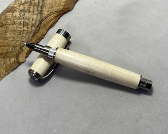 Magnetic Cap Rollerball Pen -- gunmetal hardware, maple wood, handmade and gorgeous
