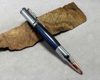 Thin Blue Line Bullet Pen, chrome hardware