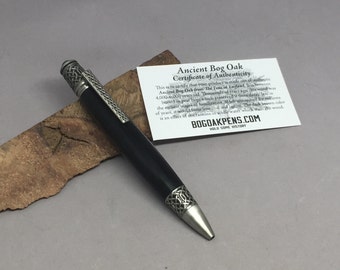 Ancient Bog Oak Celtic Pen - made from 6,000 year old oak, with certificate of authenticity