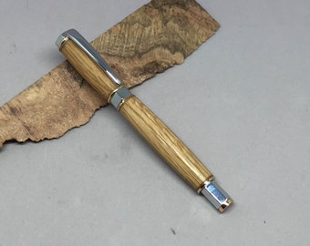Magnetic Cap Bourbon Barrel Rollerball Pen with gold and chrome hardware