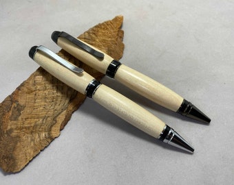 Cigar style Ball Point Pen -- your choice of gunmetal or chrome hardware, maple wood, handmade and gorgeous
