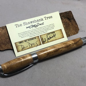 Made from the Shawshank Tree, Magnetic Cap Rollerball Pen with chrome hardware