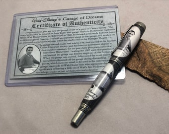 Fountain Pen with Walt Disney's Garage of Dreams, includes Certificate of Authenticity, Antique Pewter finish