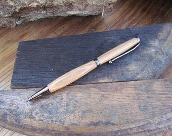 Bourbon Barrel Oak Slim Pen - made from your choice of flavor bourbon barrel oak and color hardware