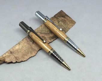 Makers Mark Bourbon Oak Majestic Squire Pen with two hardware choices -- made from a real Bourbon Barrel of Makers Mark