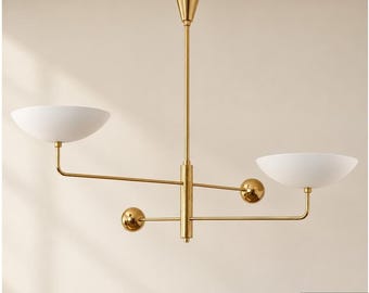 Handgefertigter Sputnik-Kronleuchter aus der Mitte des 20. Jahrhunderts | Rohmessing & Weiß, moderne geometrische Deckenleuchte