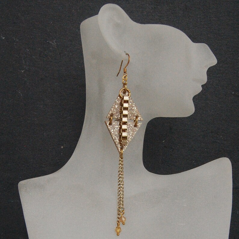 Kite Shaped Earrings Unusual Earrings Gold Statement Etsy