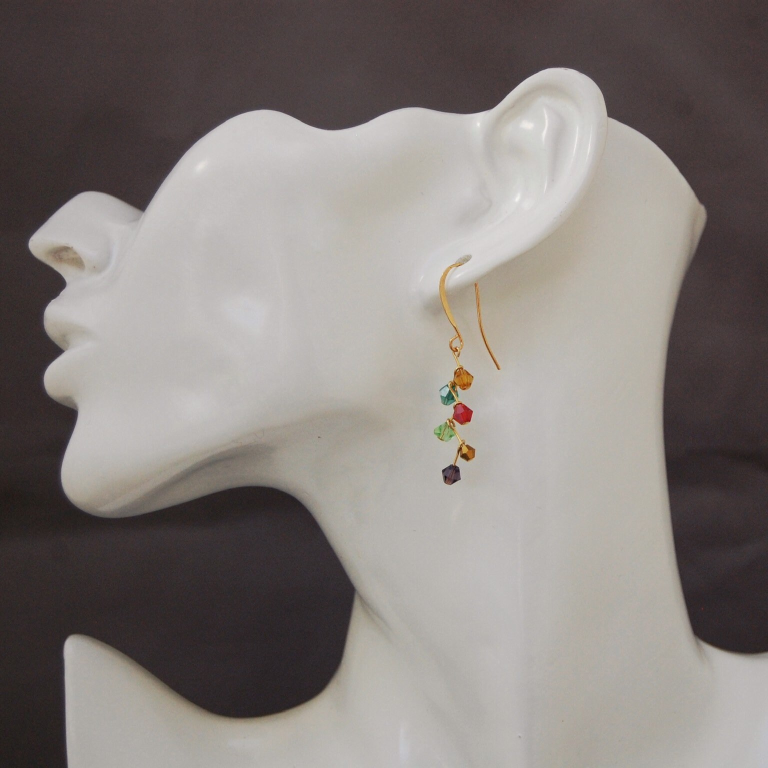 Multi coloured crystal zig zag dangle earrings lightweight Etsy