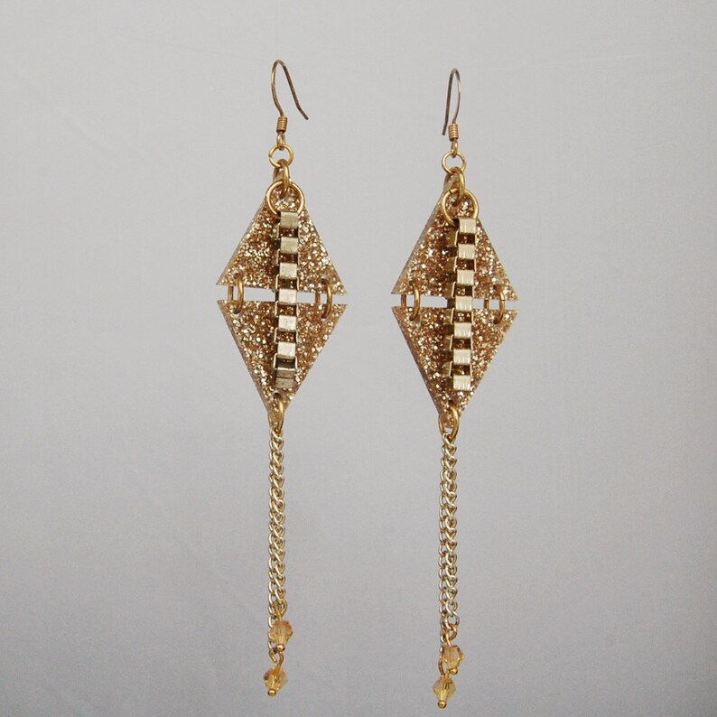 Kite Shaped Earrings Unusual Earrings Gold Statement Etsy