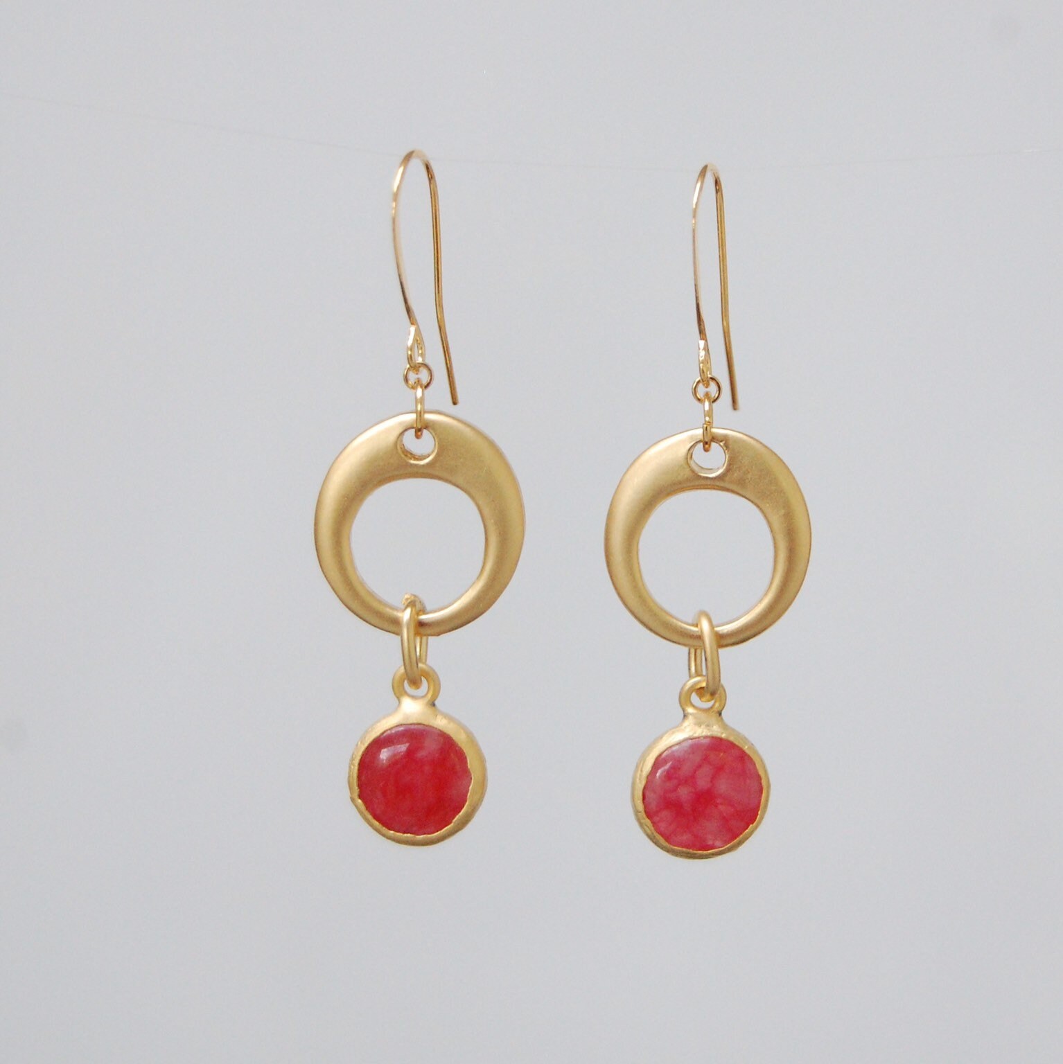 Red jade earrings elegant gold earrings unusual earrings | Etsy