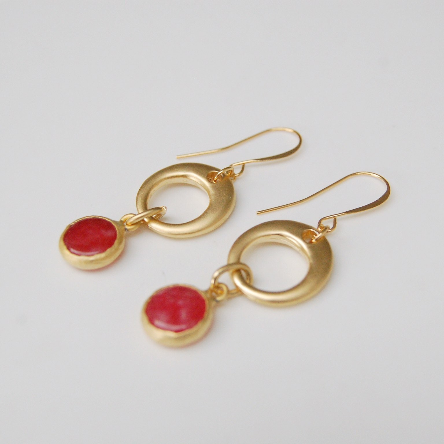 Red jade earrings elegant gold earrings unusual earrings Etsy