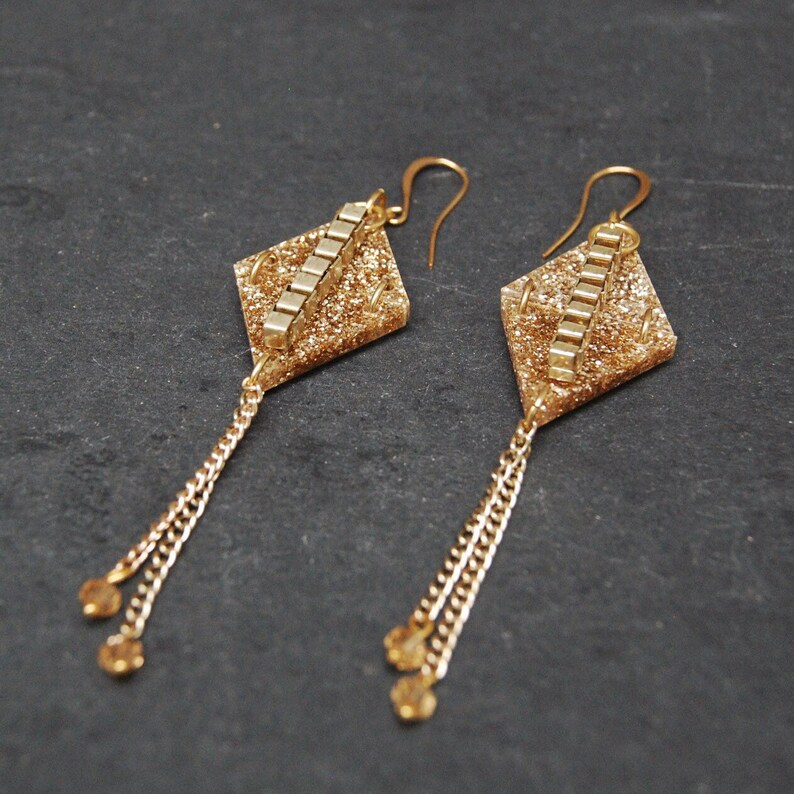Kite Shaped Earrings Unusual Earrings Gold Statement Etsy