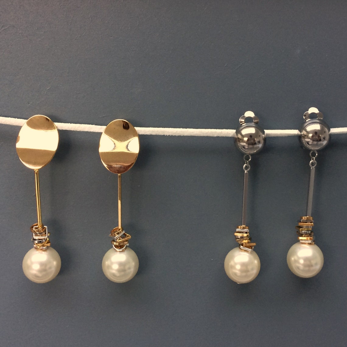 Clip on pearl drop earrings Clearance