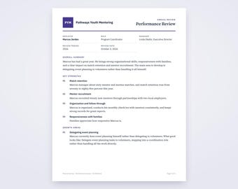 Fiscal Year End Review Form, Written From Your Voice Notes, Printable Template PDF