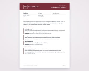 Shift Lead Evaluation Form, Written From Your Voice Notes, Printable Template PDF