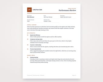 Beoordelingsformulier voor medewerkers, geschreven op basis van uw spraakmemo's, afdrukbaar sjabloon (pdf)