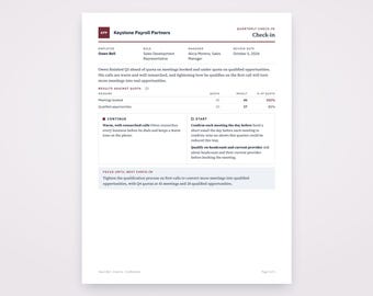 Quota Review for Sales Reps Template, Results Against Plan, From Your Notes, Printable PDF