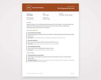 New Manager Review Template, Written From Your Voice Notes, Printable PDF