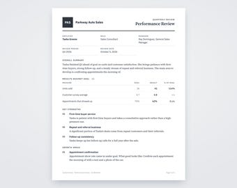 Car Salesperson Evaluation Template, Units Against Goal Written From Your Notes, Printable PDF