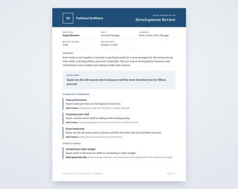 Assistant Manager Evaluation Template, Written From Your Voice Notes, Printable Performance Review PDF