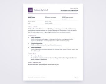 Private School Staff Evaluation Template, Written From Your Voice Notes, Printable Performance Review PDF