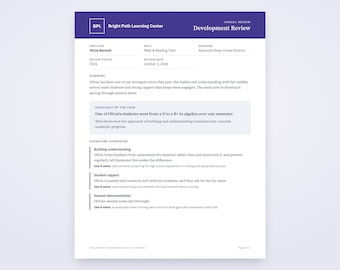 Tutor Evaluation Template, Written From Your Voice Notes, Printable Performance Review PDF