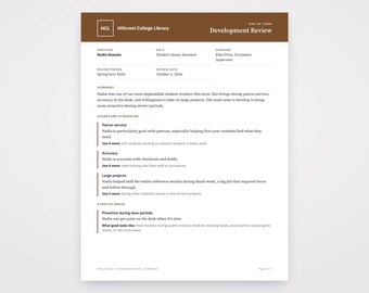 Student Worker Evaluation Template, Written From Your Voice Notes, Printable Performance Review PDF