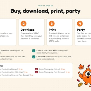 Thanksgiving Games Bundle: Bingo, Trivia, Kids Table Kit, Menu, Place Cards (PDF) image 4