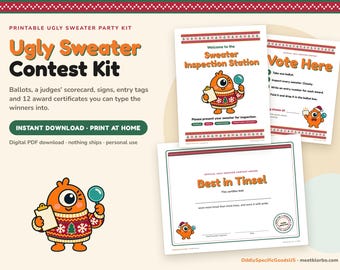 Ugly Sweater Contest Kit Printable, Voting Ballots, Fillable Award Certificates, Judges Scorecard, Office Christmas Party Game, Instant PDF