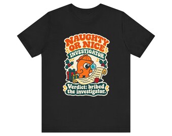 T-shirt voor een stoute of brave detective, grappige kerstshirts voor het hele gezin, bijpassend kerstshirt, detective kerstshirt, kerstcadeau