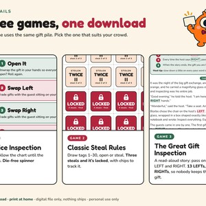 ホワイトエレファントゲーム（印刷可能）、ギフト交換ダイスゲーム、スティールルール、レフトライトストーリー、ヤンキースワップ、クリスマスオフィスパーティーゲーム（PDF） 画像 5