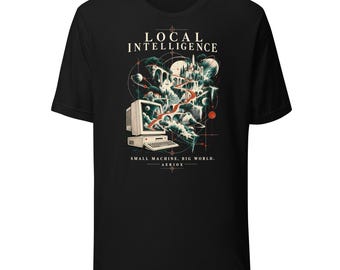 Retro Computer Graphic T-Shirt: Local Intelligence Surreal AI Art