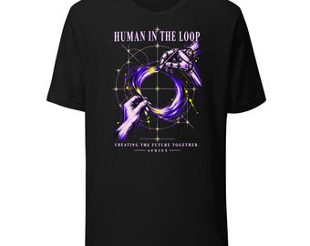 Human and Robot Hand Graphic T-Shirt: Human in the Loop AI Art