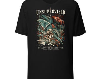Robot Explorer Graphic T-Shirt: Unsupervised Botanical Sci Fi Art