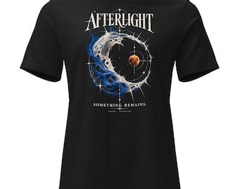Women's Celestial Space Graphic T-Shirt: Afterlight Relaxed Fit Halo Art