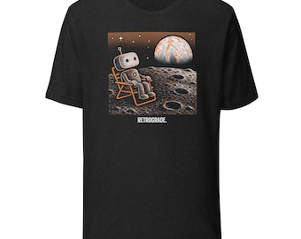 Robot on the Moon Graphic T-Shirt: Retrograde Earthrise Halftone