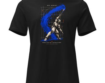 Women's Robot Painter Graphic T-Shirt: Off Script Relaxed Fit Art