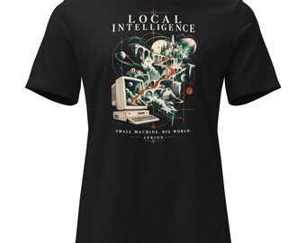 Women's Retro Computer Graphic T-Shirt: Local Intelligence Relaxed Fit AI Art