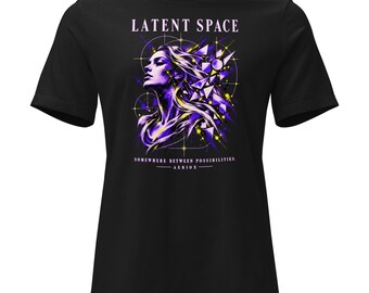 Women's Abstract Portrait Graphic T-Shirt: Latent Space Relaxed Fit AI Art